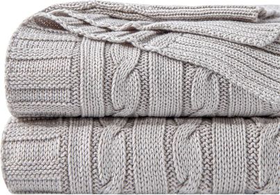 100% Pure Cotton Cable Knit Throw Blanket, Super Soft Warm 51x67 Knitted Throw Blanket for Couch, Sofa, Chair, Bed - Extra Cozy, Machine Washable