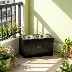 Large Elevated Dog Bowls with Storage Cabinet Containing Large 44L Capacity, Raised Dog Bowl Stand Pet Food Bowl Pet Feeding Station
