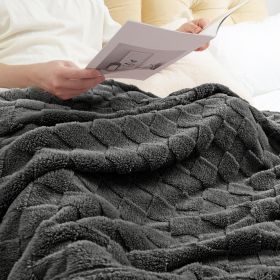 Fleece Throw Blanket for Couch,Super Soft and Warm Lightweight Checkered Pattern Blankets for All Seasons, 50x60 Inches, Dark Grey