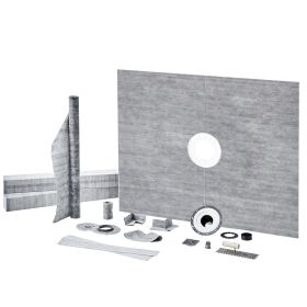 Shower Curb Kit, 60"x48" Shower Pan Kit with 2" ABS Central Flange, Waterproof Membrane, Stainless Steel Grate