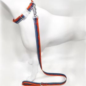 Blue-Orange Gradient Dog Collar & Leash Set, Waterproof Wear-Resistant TPU, Transparent Quick-Release Buckle, for Small & Medium Dogs (size: M)